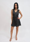 POLKA DOT FLARE MINI DRESS- BLACK