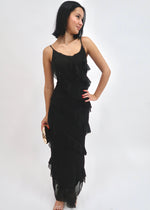 JOLIE RUFFLED METALLIC MAXI- BLACK