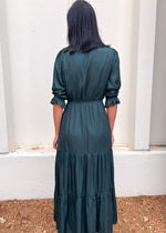 RUFFLE MAXI TIERED DRESS- ASTRO GREEN