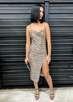 HERA SEQUIN MIDI DRESS- GOLD