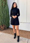 EVEN PLEATED SWEATER DRESS- BLACK