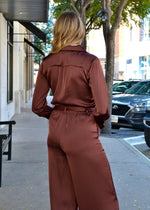 PAYTON SATIN JUMPSUIT- CHOCOLATE