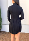 EVEN PLEATED SWEATER DRESS- BLACK