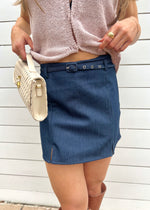 BELTED MINI SKORT- NAVY