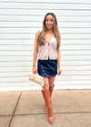 BELTED MINI SKORT- NAVY