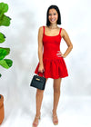 DROP WAIST MINI DRESS- RED