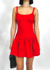 DROP WAIST MINI DRESS- RED