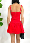 DROP WAIST MINI DRESS- RED