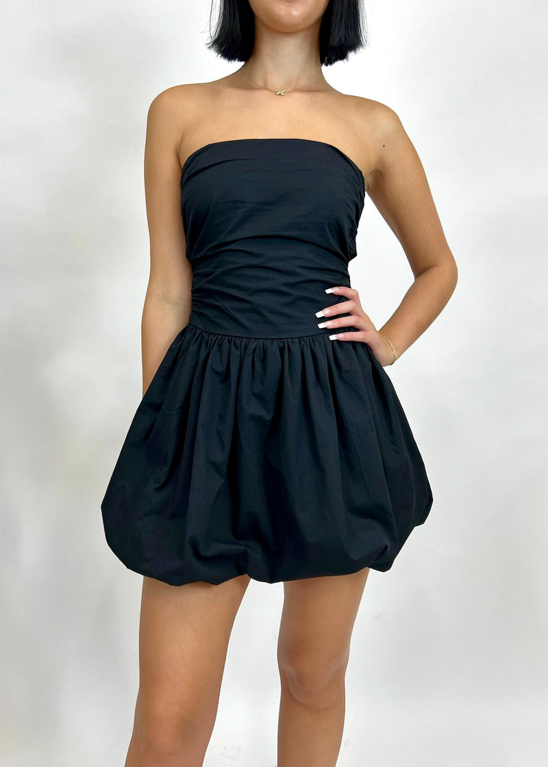 ATLAS BUBBLE HEM DRESS- BLACK