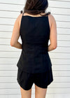 LINEN VEST- BLACK