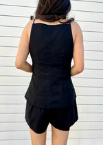 LINEN VEST- BLACK