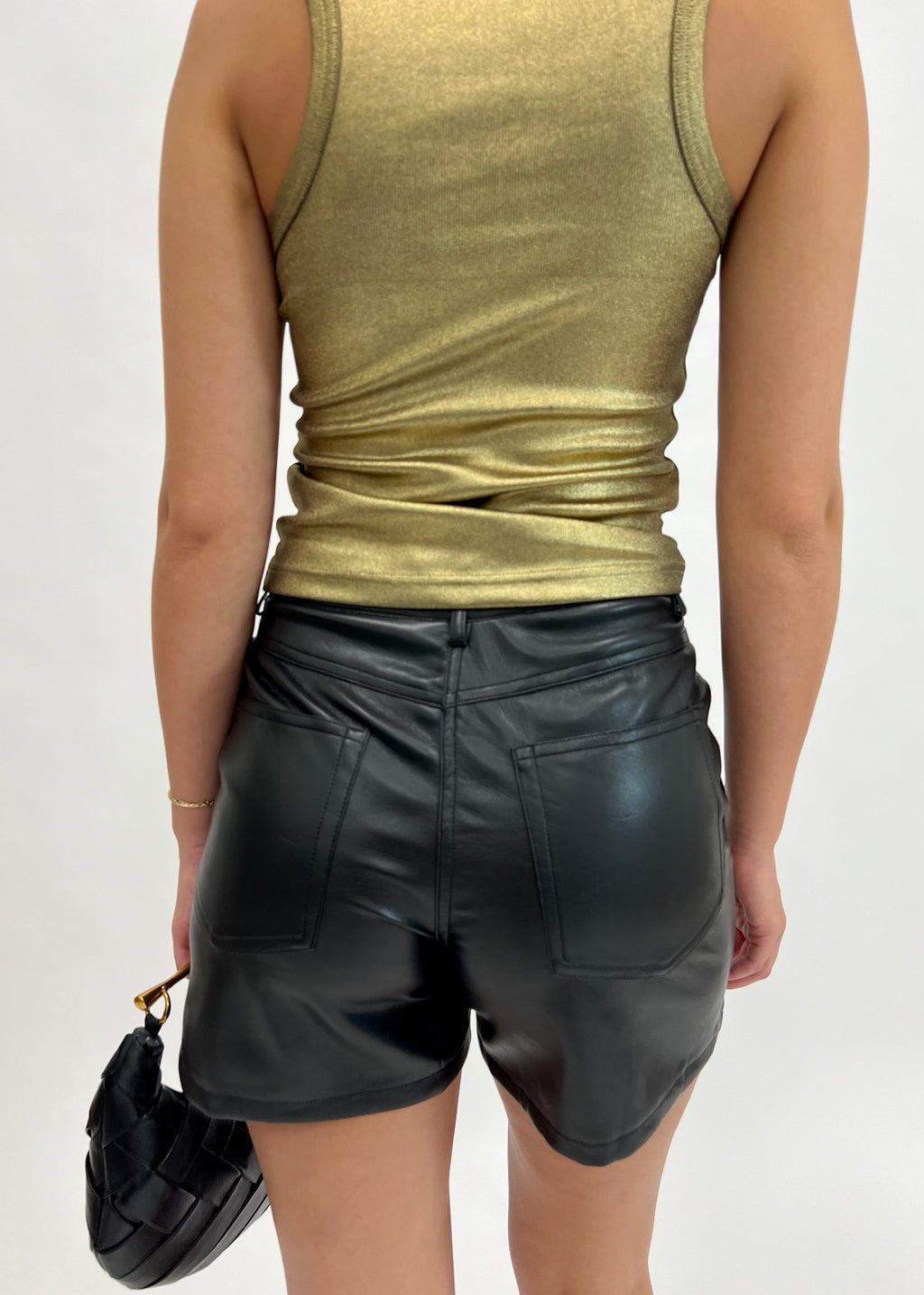 LOUIS FAUX LEATHER SHORTS- BLACK