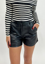 LOUIS FAUX LEATHER SHORTS- BLACK