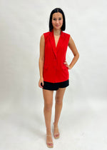 TAILORED BLAZER VEST- RED