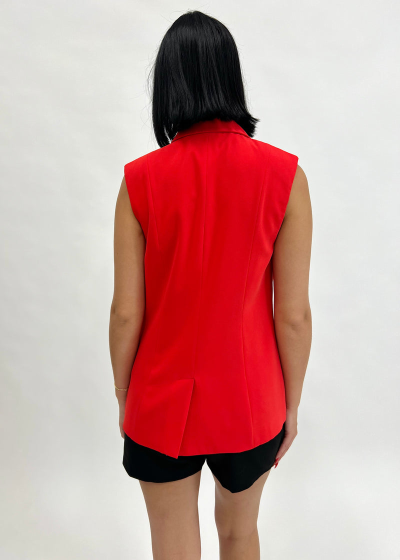 TAILORED BLAZER VEST- RED