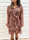 VINTAGE ROSE RUFFLE DRESS- ROSE