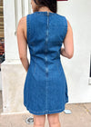 ROUND NECK DENIM DRESS- DENIM