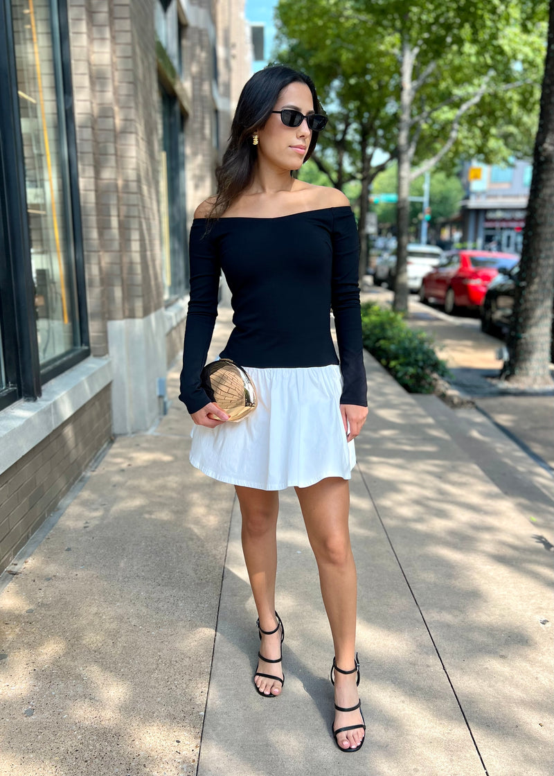 NICOLETTE CONTRAST DRESS- BLACK/WHITE