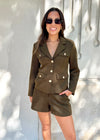 REESE TEXTURED BLAZER- OLIVE