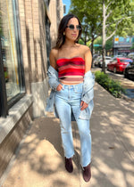 ALISON KNIT TUBE TOP- RED MULTI