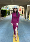 BODYCON SWEATER DRESS- BURGUNDY