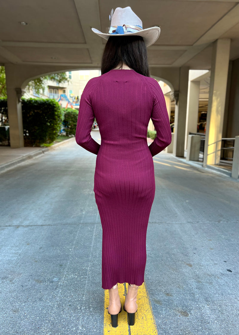 BODYCON SWEATER DRESS- BURGUNDY