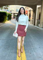 TWEED MINI SKIRT- PLUM/CAMEL