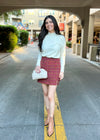 TWEED MINI SKIRT- PLUM/CAMEL