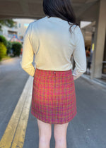 TWEED MINI SKIRT- PLUM/CAMEL