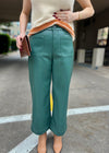 WIDE LEG FAUX LEATHER PANT- PINE GREEN