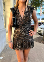 METALLIC ANIMAL PRINT MINI DRESS