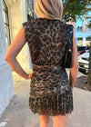 METALLIC ANIMAL PRINT MINI DRESS