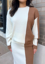 COLORBLOCK SWEATER- IVORY/BROWN