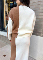 COLORBLOCK SWEATER- IVORY/BROWN