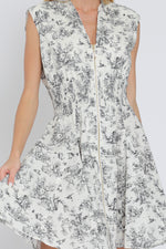 YORKSHIRE ZIPPER FRONT DRESS- IVORY/BLK