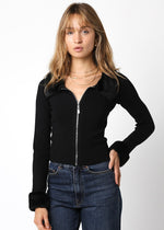 MATTIE FUR  CARDIGAN- BLACK