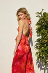 SATIN LEAF HALTER- SCARLETT