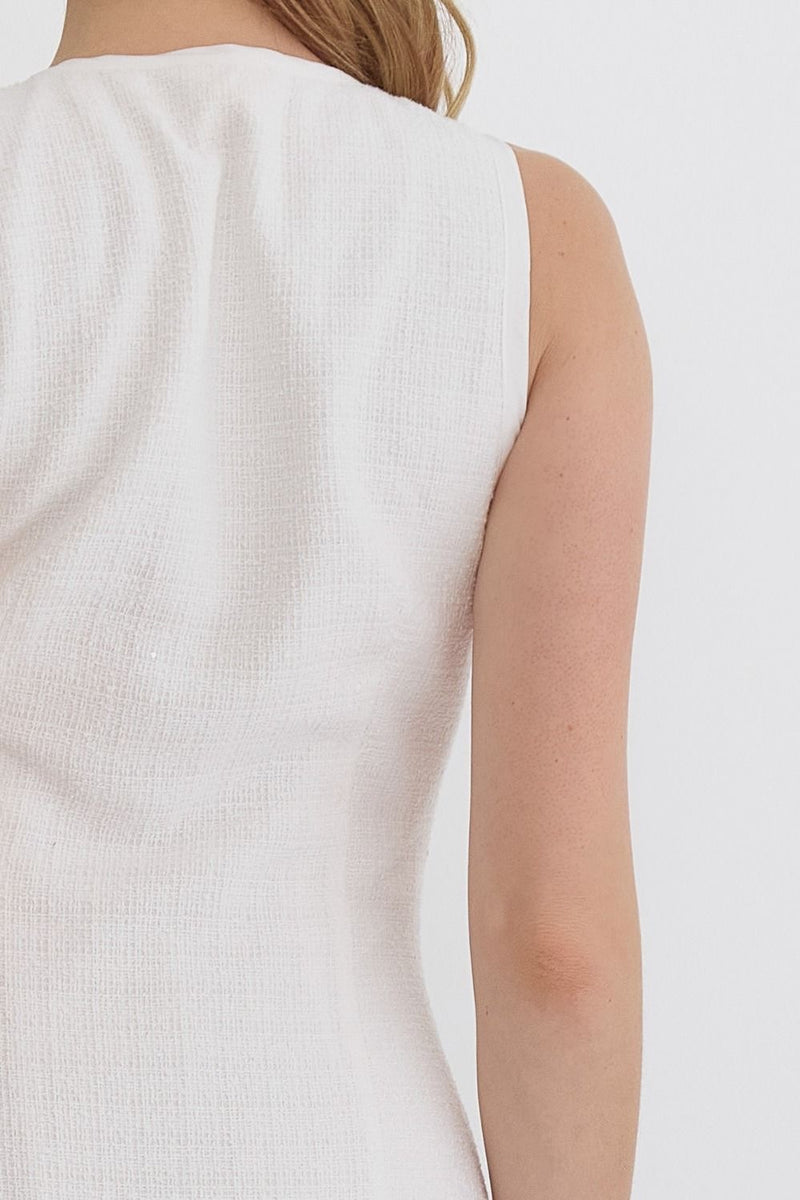 TWEED MINI DRESS- OFF WHITE