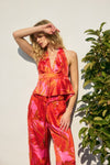 SATIN LEAF HALTER- SCARLETT