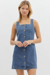 DENIM GOLD BUTTON DRESS- DENIM