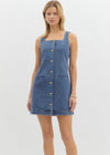 DENIM GOLD BUTTON DRESS- DENIM