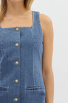 DENIM GOLD BUTTON DRESS- DENIM