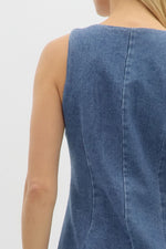 DENIM GOLD BUTTON DRESS- DENIM