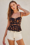 TIE DYE PEPLUM CAMI- JAVA BROWN