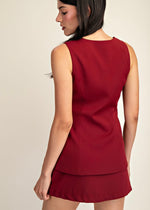 EXPRESS TAILORED MINI DRESS- BURGUNDY