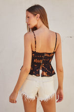 TIE DYE PEPLUM CAMI- JAVA BROWN