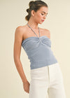 KNIT KNOT STRING HALTER- BLUE