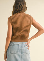 CROCHET VEST- BROWN