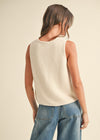 TIED FRONT KNIT VEST- BEIGE