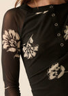 FLORAL MESH TOP- BLACK